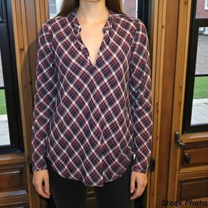 Gap Retro Y2K Red Blue Plaid Popover Blouse